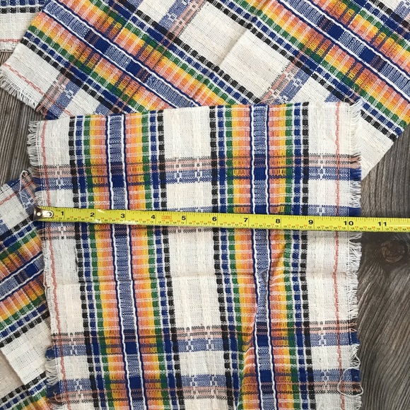 Set of 6 Cloth Napkins Stripe Rainbow Plaid Boho - Picture 5 of 5